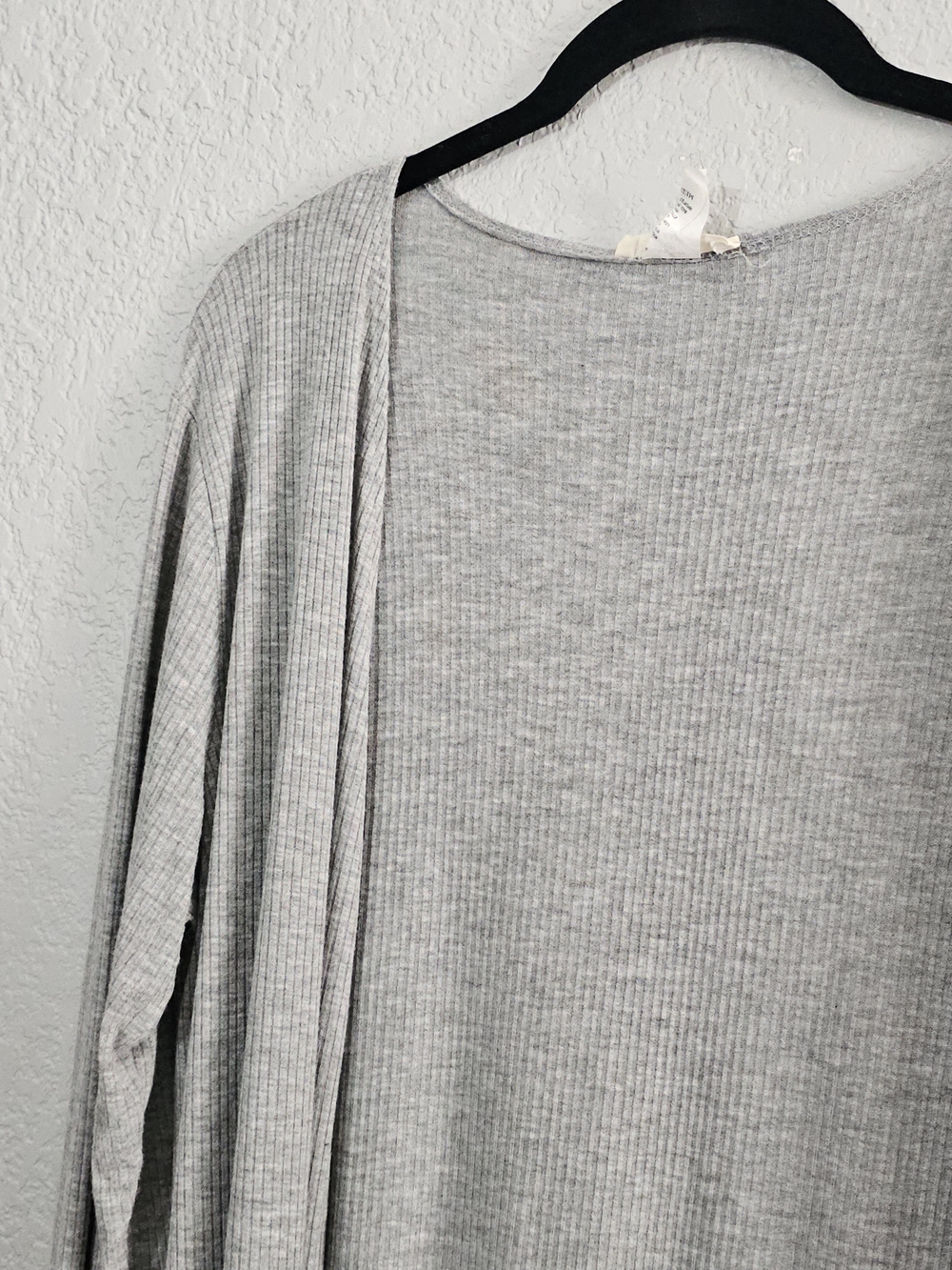 Rae Republic Lightweight Open-Front Ribbed Cardigan Womens Medium Gray - Picture 3 of 8